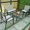 4 pcs Patio Furniture Set with Glass Top Coffee Table