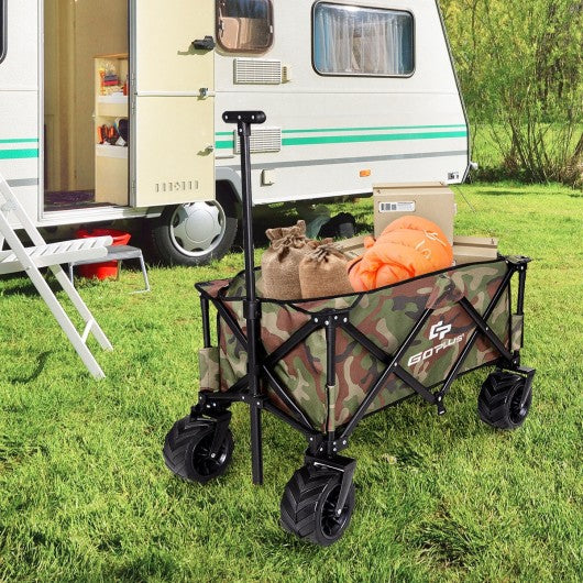 Collapsible Outdoor Utility Garden Trolley Folding Wagon-Camouflage