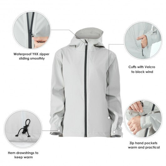 Women's Waterproof & Windproof Rain Jacket with Velcro Cuff