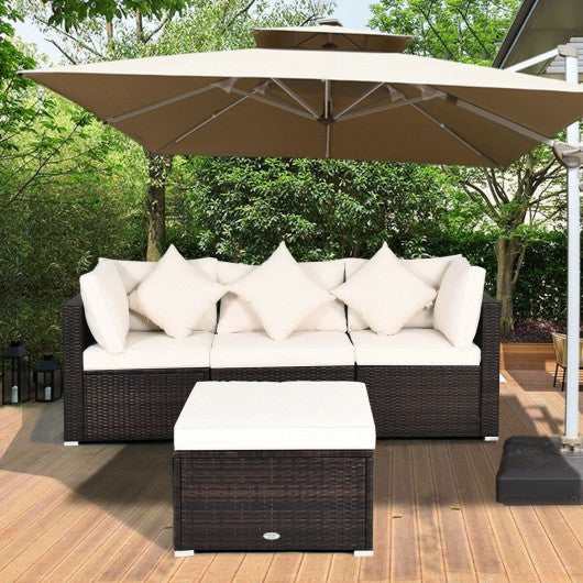4 Pcs Patio Rattan Wicker Sofa Furniture Set