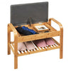 Shoe Rack Bench Bamboo with Storage Shelf -Natural