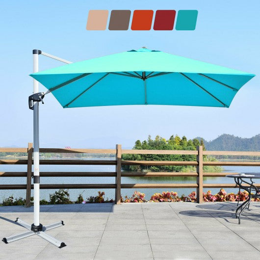 10 Ft 360 Degree Tilt Aluminum Square Patio Offset Cantilever Umbrella