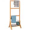 Free Standing Bamboo Towel Rack with Bottom Shelf