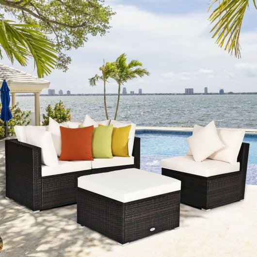 4 Pcs Patio Rattan Wicker Sofa Furniture Set