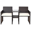 Patio Rattan Conversation Cushioned Seat Sofa Set