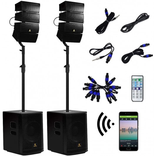 12 Inch 4000Watt Powered PA Speaker Combo Set