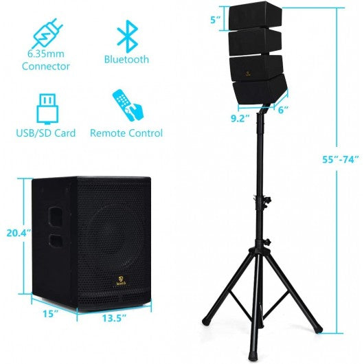 12 Inch 3000 Watt DJ Powered PA Speaker System Combo Set