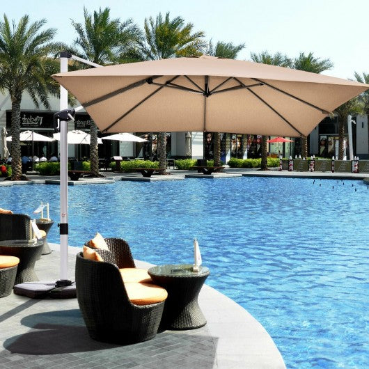 10 Ft 360 Degree Tilt Aluminum Square Patio Offset Cantilever Umbrella