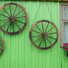 Set of 2 30-inch Decorative Vintage Wood Wagon Wheel