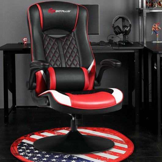 360 Degree Swivel Rocking Racing Style Gaming Chair-Red