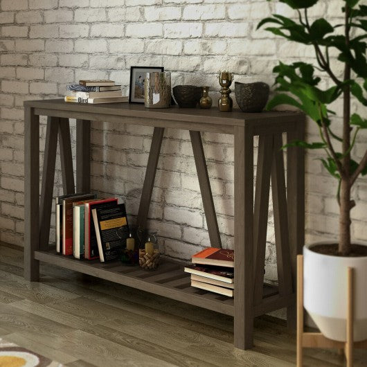 52 Inch Long Console End Sofa Table-Brown