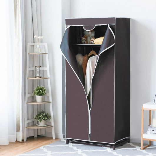 Non-woven Fabric Wardrobe Storage Portable Clothes Closet-Brown