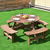 Patio 8 Seat Wood Picnic Dining Seat Bench Set