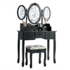 7 Drawer Tri-Folding Mirror Dressing Vanity Makeup Set