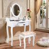 Vanity Makeup Dressing Table Stool Set-White