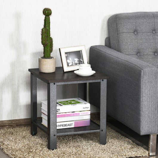 Industrial End Table 2-Tier Side Table-Silver