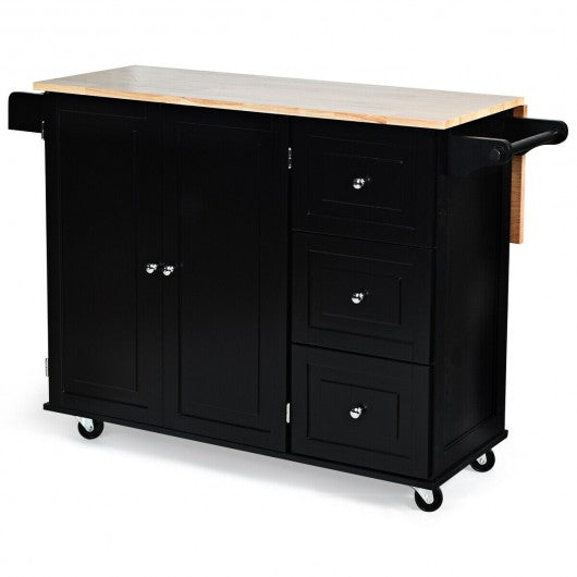 Drop-Leaf Kitchen Island Trolley Cart Wood Storage Cabinet