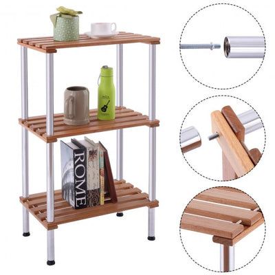 3-Tier Wood Slat Storage Rack Display Shelving