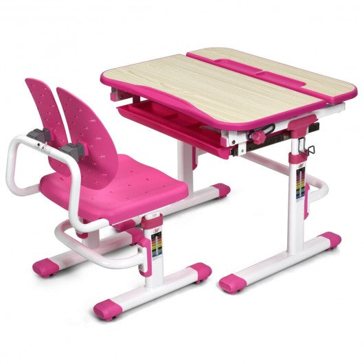 Height Adjustable Kids Study Desk and Chair Set