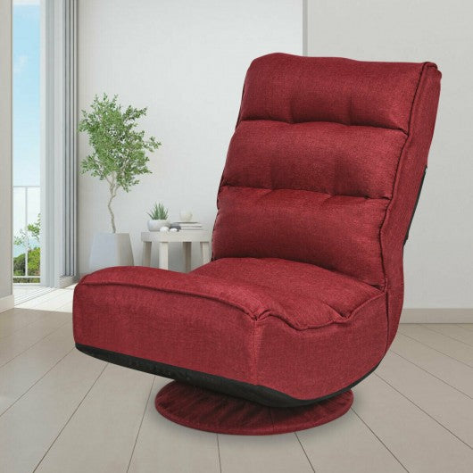5-Position Folding Floor Gaming Chair-Wine Red