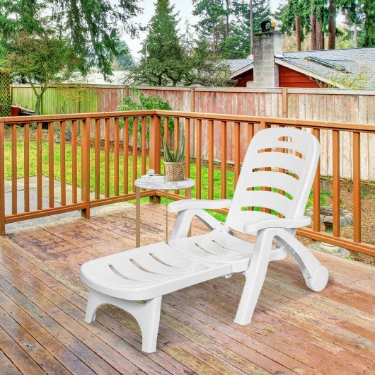 5-Position Adjustable Folding Chaise Rolling  Lounge Chair