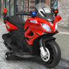 6V Kids 4-Wheel Ride On Police Motorcycle with Training Wheels-Red