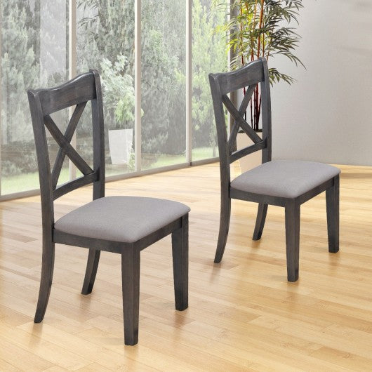 Set of 2 Dining Chair Rubber Wooden Cushioned Seat