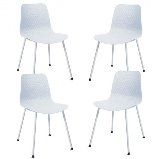 Set of 4 Dining Plastic Chair with Metal Legs Sage