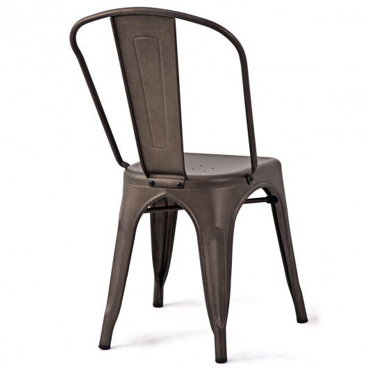 Set of 4 Tolix Style Dining Chair Stackable Bistro Chair