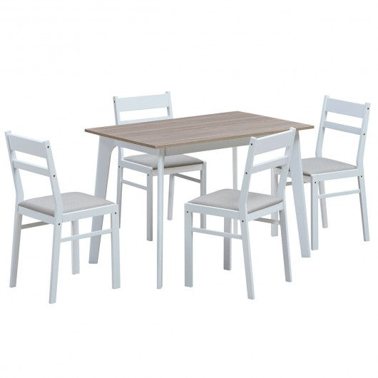5 Piece Dining Set Table & 4 Chairs Wood Furniture Set