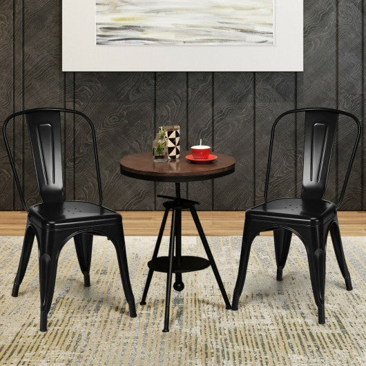 Set of 4 Dining Side Stackable Cafe Metal Chairs