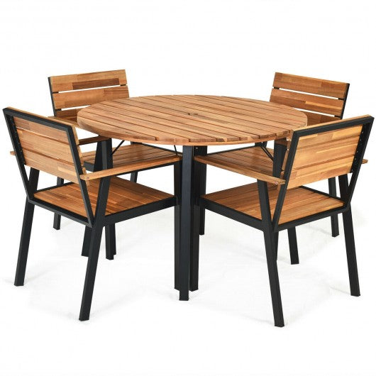 5 pcs Patio Dining Chair Set with Umbrella Hole