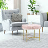 Faux Fur Ottoman Decorative Stool with Metal Legs