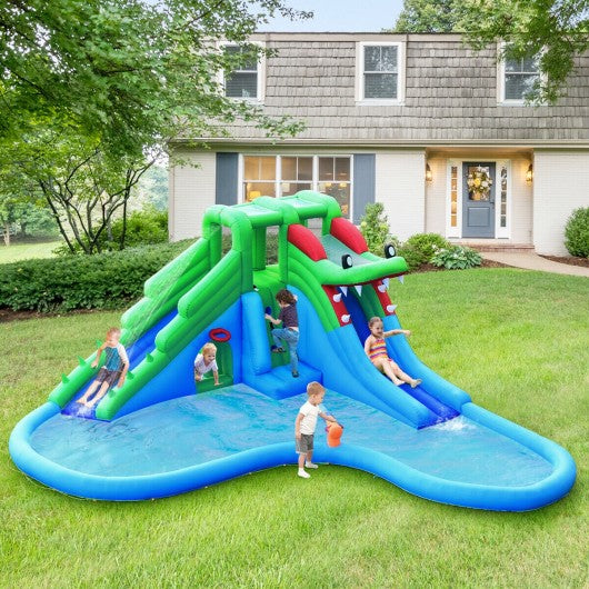 Inflatable Water Park Crocodile Bouncer Dual Slide Climbing Wall