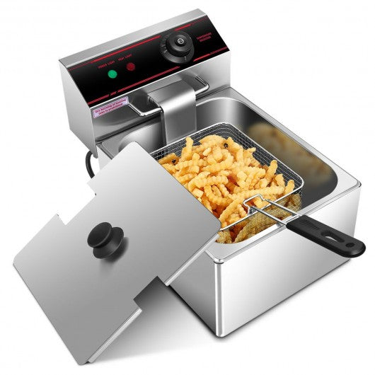 2500W Single Electric Deep Fryer with Basket Scoop Unit