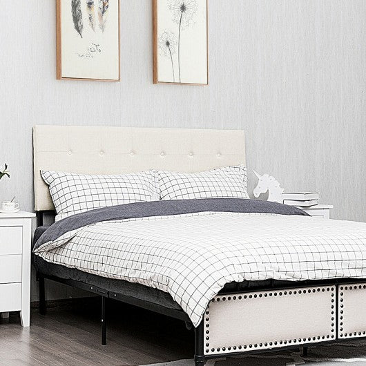 Adjustable Queen & Full Size Linen Fabric Upholstered Headboard-Beige