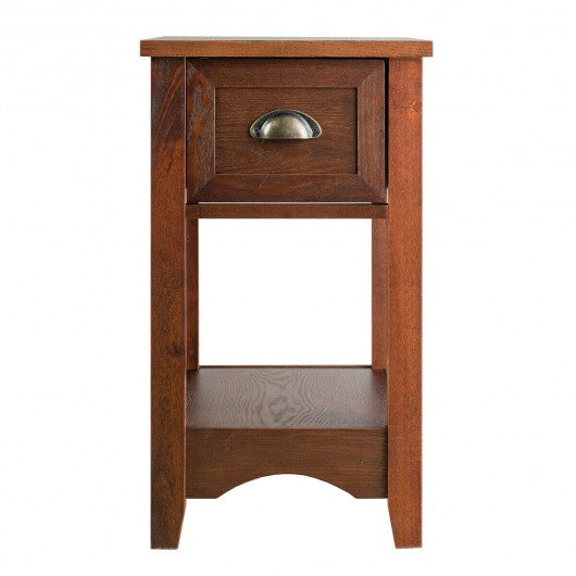 Contemporary Chair Side End Table Compact Table with Drawer Nightstand