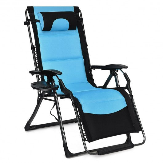 Outdoor Folding Padded Zero Gravity Lounge Chair-Navy