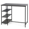 Industrial Dining Bar Pub Table with Metal Frame & Storage Shelves