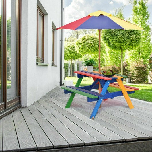 4 Seat Kids Picnic Table with Umbrella