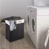 Double Rectangle Bamboo Hamper Laundry Basket-1PC Black