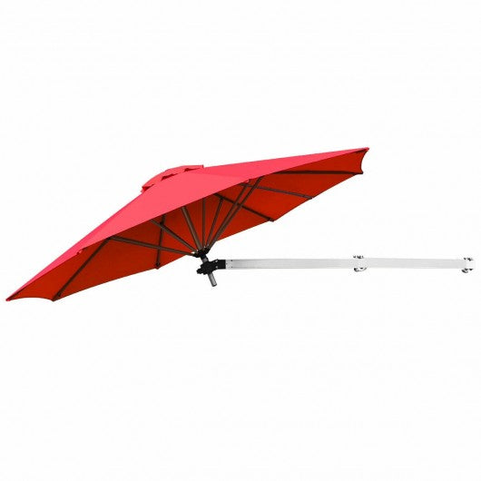 8 FT Wall-Mounted Telescopic Folding Tilt Aluminum Sun Shade Umbrella
