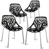 Set of 4 Dining Birch Sapling Accent Armless Chairs-Black