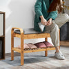 Shoe Rack Bench Bamboo with Storage Shelf -Natural