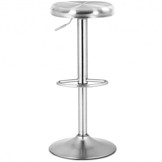 Brushed Stainless Steel Bar Stool Adjustable Height Round Top
