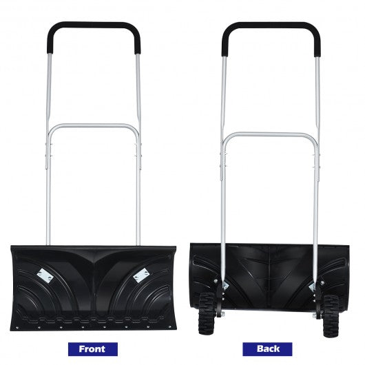 Rolling Snow Pusher Shovel w/Adjustable Handle