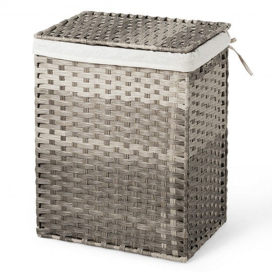 Removable Liner Bag Synthetic Rattan Basket Handwoven Laundry Hamper