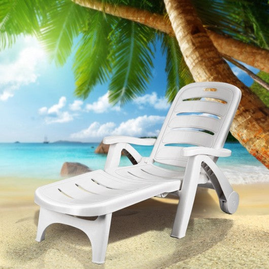 5 Position Adjustable Patio Recliner Chair with Wheels