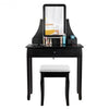 Square Mirrored Vanity Dressing Table Set with 3 Storage Boxes-Black