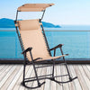 Zero Gravity Folding Rocking Chair Rocker Porch-Beige